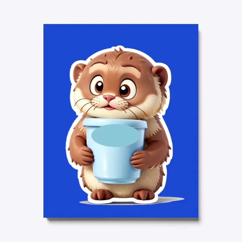 cute otter holding pot 