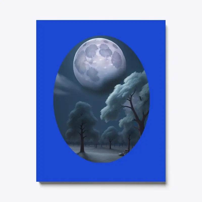 MOON AMONG TREES IN THE SKY